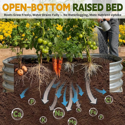 Galvanized Raised Garden Bed Outdoor, Large Raised Bed for Gardening, 4x2x1ft Metal Planter Box for Vegetables, Fruits, Flowers, Easy Assembly with Wing Nuts & Safe Rolled Design, Silver