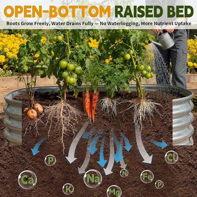 Galvanized Raised Garden Bed Outdoor, Large Raised Bed for Gardening, 6x3x1ft Oval Metal Planter Box for Vegetables, Fruits, Flowers, Silver