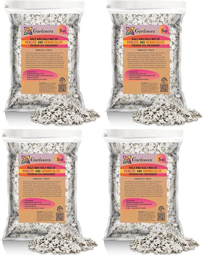 Achieve Ultimate Moisture Balance with Gardenera Perlite Vermiculite Blend - 20 Quart - Perfect for Propagation and Moisture Control (4 Bags of 5 Quart)