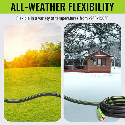 WORKPRO Garden Hose 5/8 IN x 10 FT, Heavy Duty, Flexible, Lightweight Water Hose with 360° Rotation Handle, 3/4" GHT Solid Brass Fittings, for Outdoor, Lawn, Garden & Yard, Car Wash