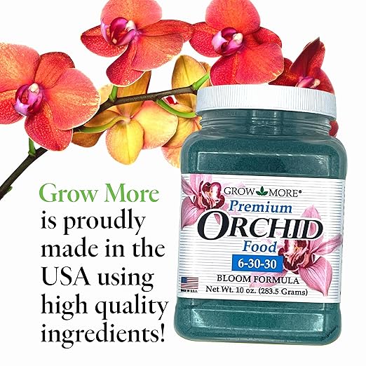 Grow More Premium Bloom Formula 6-30-30 Orchid Food Fertilizer - 10oz of Water Soluble Fertilizer for Orchids of Vibrant Growth During Dormant Season - Orchid Food for Blooming Vibrant Flowers
