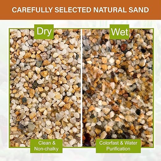 NUPICK 3-5mm Coarse Sand for Plants, 20lb Horticultural Grit for Succulents, Desert Silica Sand for Cactus, Decorative Gravel for Landscaping, Gold Grit for Aquariums, Bonsai, Vases Fillers