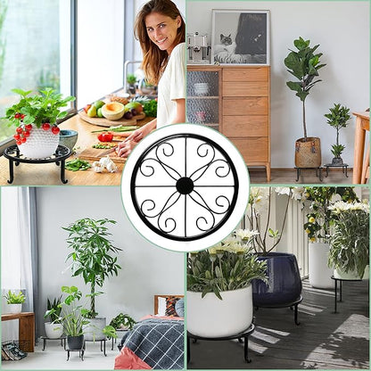 Metal Plant Stand 5 Pack Plant Stands for Indoor Outdoor Plants Multiple Heavy Duty Flower Pot Stand Holder Rustproof Iron Round Plant Shelf for Planter Outdoor Plant Stand for Patio & Garden Décor