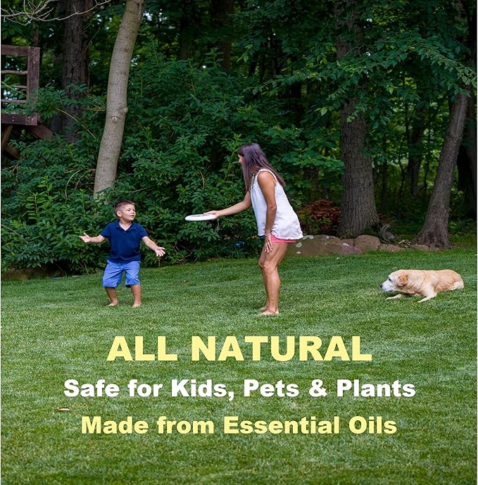 Mosquito Fogger Outdoor Plant Based Spray for Yard, Natural Tick Control Kills Repels Harmful Bugs, Safe for Kids Pets Plants, 16 Oz Covers 2 Acres