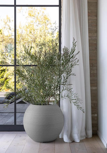 Veradek Strata Series Sphere Round Planter for Patio & Backyard | Durable Plastic-Stone Material | Modern Décor for Tall Trees and Plants