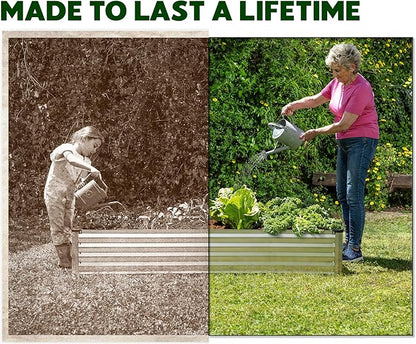 Plant & Plot Galvanized Raised Garden Beds Outdoor // 6×3×1 ft Planter Raised Beds for Gardening, Vegetables, Flowers // Large Metal Garden Box (Silver) // Patented Tool-Free Design