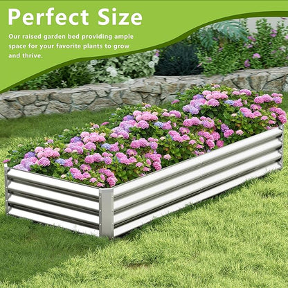 2PCS 8x2x1FT Galvanized Raised Garden Bed Kit, Galvanized Planter Raised Garden Boxes Outdoor, Large Metal Raised Garden Beds for Vegetables-Silver