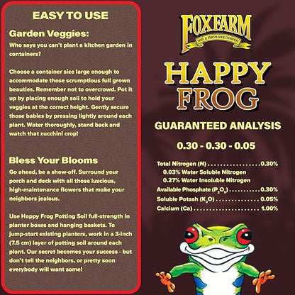 FoxFarm Happy Frog Potting Soil, 2cu ft (Pack of 10) - for Indoor/Outdoor Container Plants, Improves Root Efficiency, pH Adjusted for Optimal Nutrient Uptake - Contains Mycorrhizae and Humic Acids