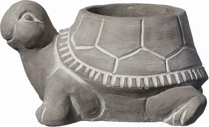 Classic Home and Garden Cement Buddies Animal Planter - Cute Desk Decoration - UV Coated Animal Vase w/Removable Drain Plug -Succulent Planter for Indoor/Outdoor Use (Turtle Planter, Natural, Small)