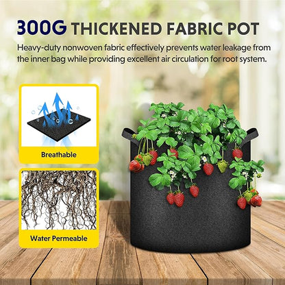 iPower 24-Pack 2 Gallon Grow Bags Heavy Duty Thickened Aeration Nonwoven Fabric Pots with Nylon Handles, for Planting Vegetables, Fruits, Flowers, Black