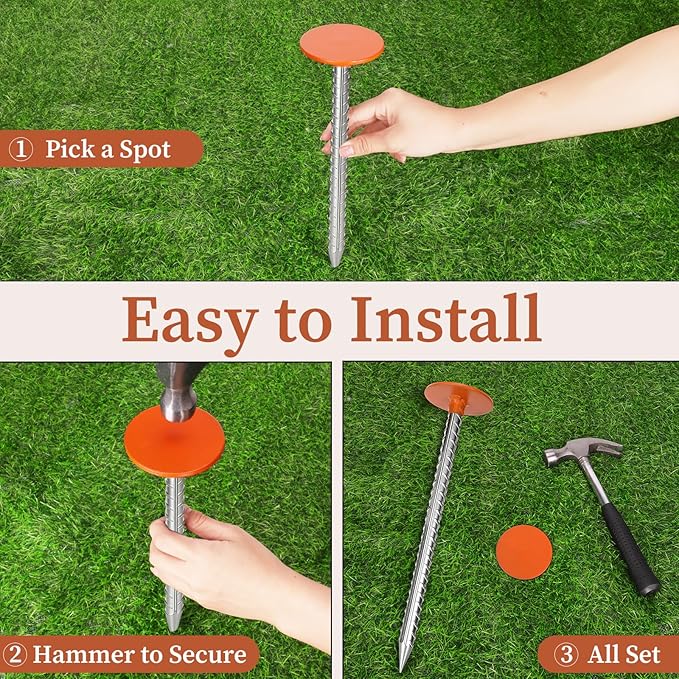 3 Pack Rebar Property Line Markers 11.8x2.8 Inch Permanent Survey Stakes Heavy Duty Survey Pin Hi-Vis Orange Property Land Boundary Markers for Outdoor Lawn Garden Paver Landscaping Septic Tank