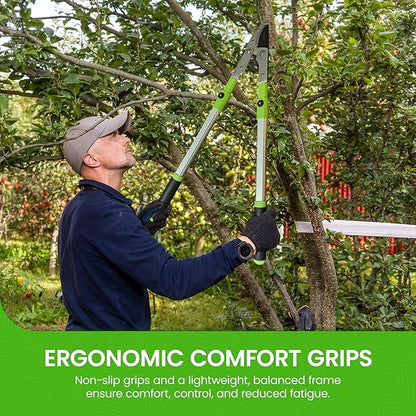 Garden Guru Extendable Anvil Lopper Tree Trimmer with Compound Action, Chops Thick Branches with Ease, 28-40”, Non-Stick High Carbon Steel Blade, Heavy Duty Branch Cutter, 2 Inch Clean Cut Capacity, 2