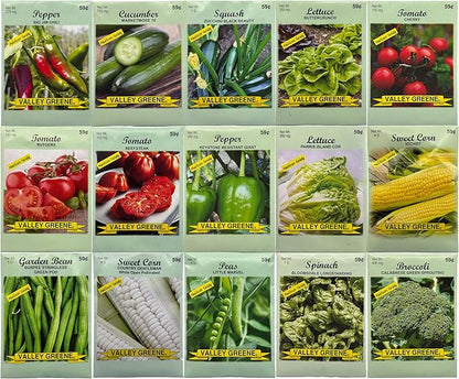 15 Pack Vegetable Garden Seeds - Deluxe Heirloom Variety Pack, Non-GMO, Perfect for Home Gardening and Planting