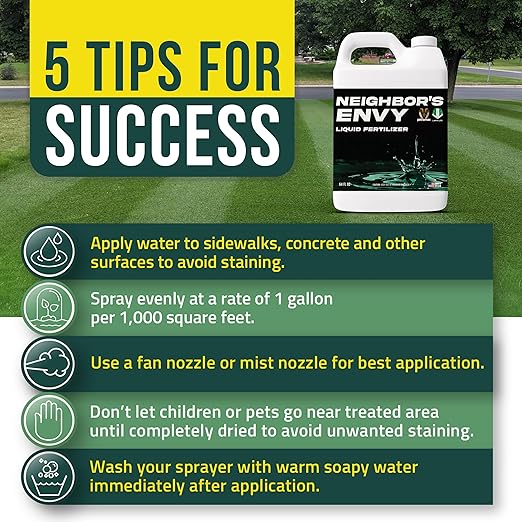 PetraMax Neighbor’s Envy Grass Fertilizer for Lawn & Garden, 64 Ounce Covers up to 8,000 sq.ft. 7-in-1 Liquid Lawn Fertilizer Concentrate for Deep Green Turf - Includes Nitrogen/Iron/Humic/Sea Kelp