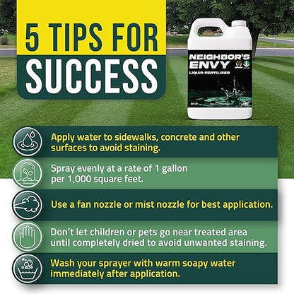 PetraMax Neighbor’s Envy Grass Fertilizer for Lawn & Garden, 64 Ounce Covers up to 8,000 sq.ft. 7-in-1 Liquid Lawn Fertilizer Concentrate for Deep Green Turf - Includes Nitrogen/Iron/Humic/Sea Kelp
