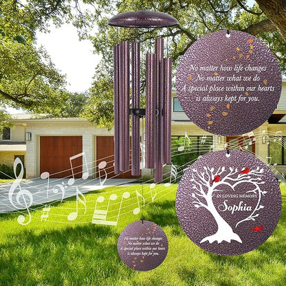 Personalized Cardinal Sympathy Wind Chimes, Deep Tone 30/36/45 inch Wind Chimes Sympathy Gifts for Loss of Loved One, in Loving Memory Windchimes for Loved Ones Lost, Garden Decor, Produced in USA
