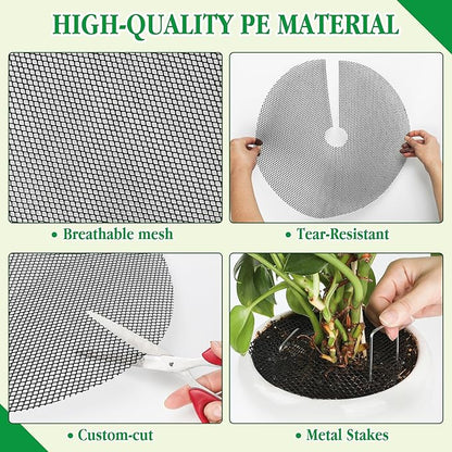 10pc 15.7" Plant Pot Grids Cuttable Plant Pot Soil Covers Protectors from Animals-Indoor Plant Pot Soil Guard for Outdoor Garden Plant Protection Breathable Mesh Prevents Digging