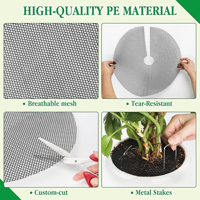 6 Pack Plant Pot Grids - 15.7 Inch Cuttable Soil Cover Protector from Cats, Squirrels Digging and Animals, Indoor Outdoor Plant Pot Soil Guard for Garden, Adapts to Different Pot Sizes