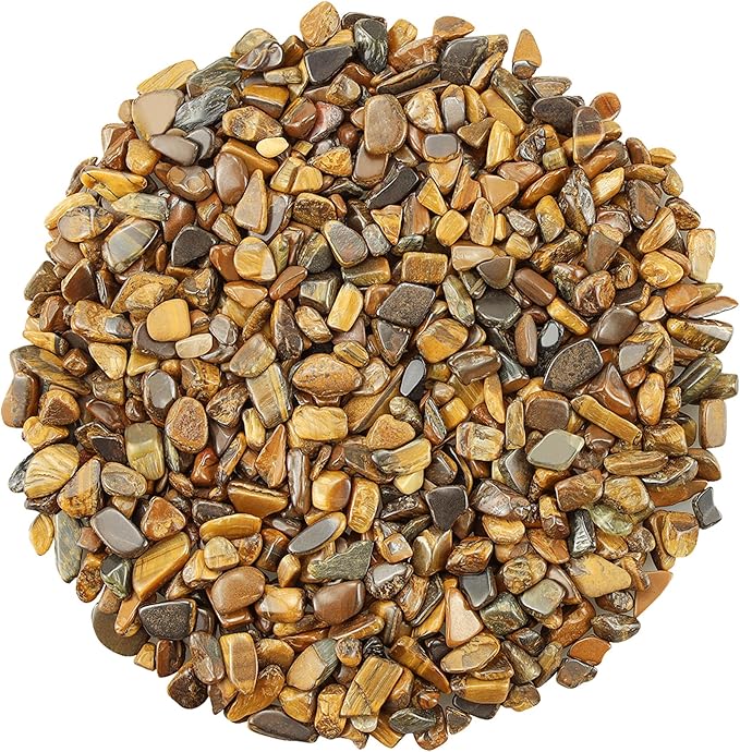 ZHIYUXI Tiger's Eye 1lb Crystal Chips Bulk Fish Tank Decorations Aquarium Rocks Gravel Vase Filler Stones Crystals for Candle Making Gravel for Plants Quartz Sand Gemstone Terrarium Supplies