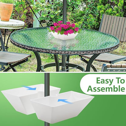 EBaokuup Umbrella Planter-Patio Table Flower Pot with Umbrella Hole-White Square Planter Pots for Indoor Outdoor Patio Table Garden Home Plants