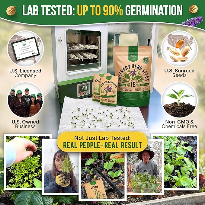 Organo Republic 18 Culinary Herbs Seeds Variety Pack - 10,180+ Heirloom, Non-GMO, Herbs Seeds for Outdoor and Indoor Home Gardening, Including Rosemary, Thyme, Oregano, Mint, Basil, Parsley