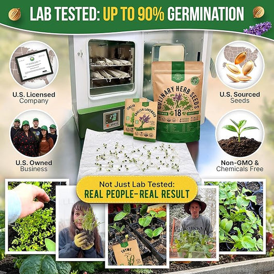 Organo Republic 18 Culinary Herbs Seeds Variety Pack - 10,180+ Heirloom, Non-GMO, Herbs Seeds for Outdoor and Indoor Home Gardening, Including Rosemary, Thyme, Oregano, Mint, Basil, Parsley