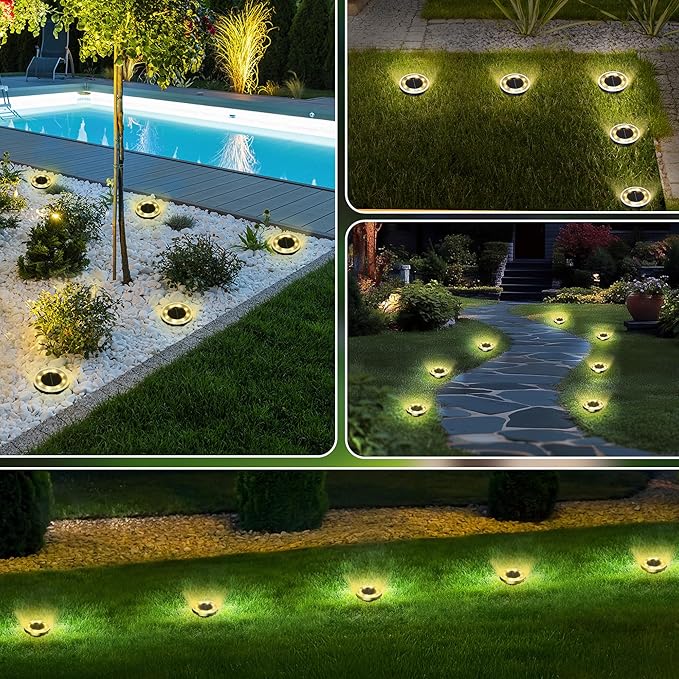 INCX Solar Ground Lights,20 Pack Solar Lights Outdoor Waterproof, Solar Garden Lights Landscape Lighting for Patio Pathway Lawn Yard Deck Driveway Walkway, Warm White
