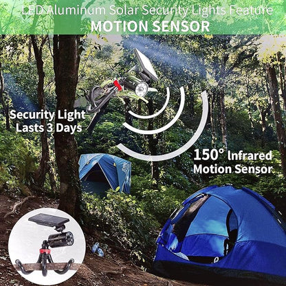 Free 100-DAY Replacement/Refund, Solar Motion Lights Outdoor Waterproof, Solar Security Spotlights Motion Outdoor Camping Lights for Outside Camp Patio, Fence, Deck, Post(2Pack)