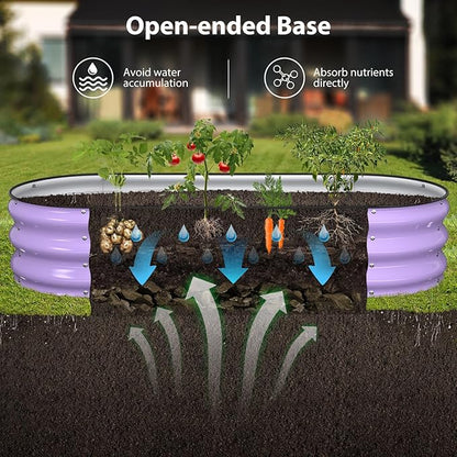 Raised Garden Bed Kit, 5x2x1 ft Galvanized Planter Box Outdoor with Safety Edging, Large Metal Raised Beds for Gardening Vegetables Flower Fruits (Provence Purple)