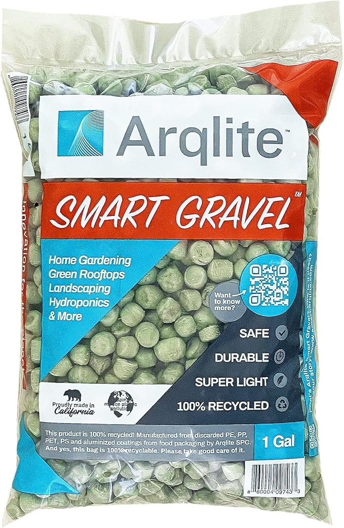 Arqlite Smart Gravel | Eco-Friendly Plant Drainage for Healthy Roots | Pots & Raised Garden Beds | Yard and Pot Decoration | Lightweight & Clean (1-Gal Regular Size)