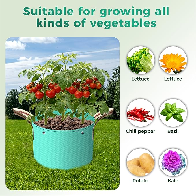 7 Pcs 1 Gallon Potato Grow Bag, PE Garden pots Plant Grow Bag with Branch-Binding Holes and Drain holefor for Vegetables, Strawberries, Flowers