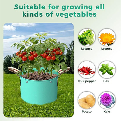 7 Pcs 20 Gallon Grow Bags, PE Garden Grow Bags for Plants with Branch-Binding Holes and Bottom Drain Holes, Ideal for Vegetables, Strawberries and Flowers