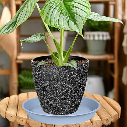 6 Pack of Plant Saucer Tray 7 8 inch, Heavy Duty Plastic Pot Plant Drip Trays Saucers for for Indoors Outdoor, Plant Water Tray for Planters 7-9" (8", Light Gray)