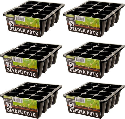 12 Cell Garden Seedling Starter Trays, Seed Germination and Plant Propagation Planting Seeder Pots (18 Trays))