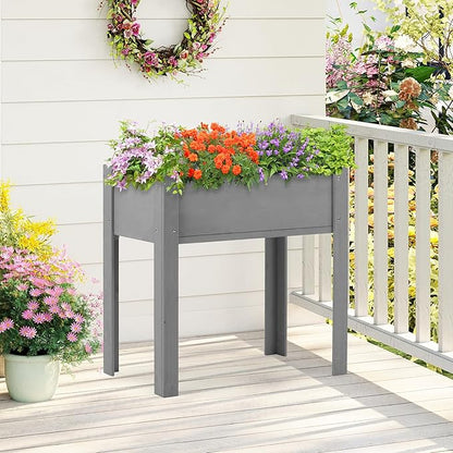 Raised Garden Bed with Legs (31x16x31''), Solid Wood Elevated Planter Box for Outdoor