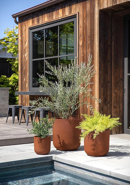 Veradek Patina Series Kona Planter - Round Planter for Outdoor Porch/Garden | Naturally Rusting Planter for All-Weather Use