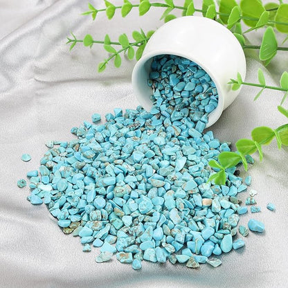 ZHIYUXI Turquoise Crystal Chips Bulk Fish Tank Decorations Aquarium Rocks Gravel Vase Filler Stones Crystals for Candle Making Witch Kit Gravel for Plants Quartz Sand Gemstone 0.22 lbs
