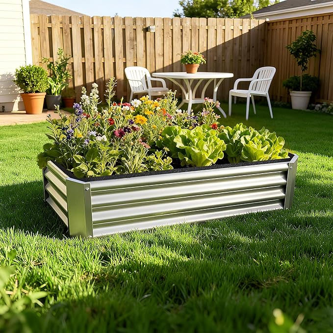 2 Sets 4 x 2 x 1 ft Raised Garden Bed Liner Bag, Breathable Grow Bed Fabric Liners with Clips and Gloves, Garden Box Non Woven Bag for Outdoor Plants Growth Keep Soil Isolation (No Garden Bed)
