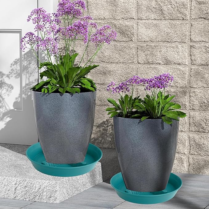 4 Pack Plant Saucer 10 inch, 8 12 14 17 inch, Plant Stand Plastic Plant Saucers for Indoors Outdoor, Heavy Duty Flower Plant Risers for Inside Pots, Pot Saucers for Plants, Grow Bags Saucers