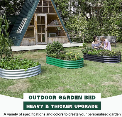 Land Guard Galvanized Raised Garden Bed Kit, 6×3×1ft Raised Garden Boxes Outdoor, Oval Metal Raised Garden Beds for Vegetables...