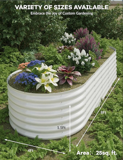 GarveeLife 2 Pcs Raised Garden Beds Outdoor 8x4x1.5 ft - Galvanized Steel Planter Box for Vegetables, Flowers, Rust-Resistant, Easy Assembly Raised Beds, Durable Planters for Outdoor Plants, Beige