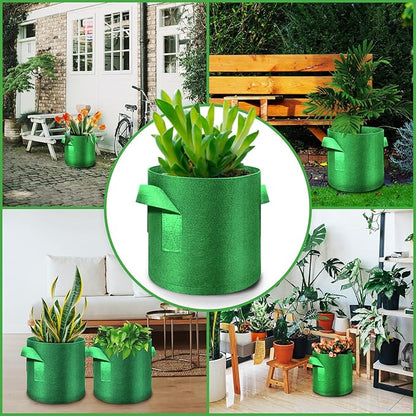 12-Pack 7 Gallon Plant Grow Bags, Thickened Nonwoven Fabric Pots with Handles, Vegetable Planter Bags Containers, Cloth Planters for Garden Vegetable/Flower/Plant/Fruits Outdoor (Green)