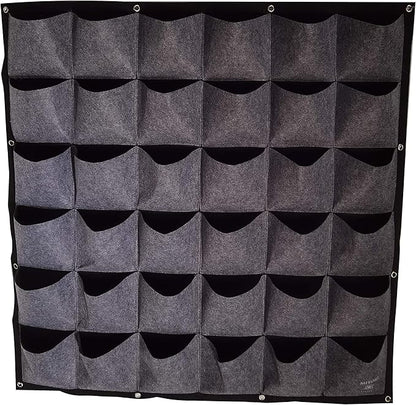 MIYORI Indi-36 Pockets Vertical -Hanging Vertical Garden Wall Planter -Decor Fence Hanger with Wall Pockets Grow Planting Plant kit pots (25 Pockets, Gray (36 Pockets)