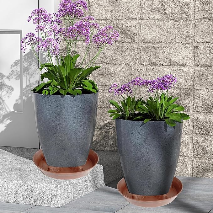 4 Pack Plant Saucer 12 inch, 8 10 14 17 inch, Plant Stand Plastic Plant Saucers for Indoors Outdoor, Heavy Duty Flower Saucers for Potted Plants, Pot Saucers for Plants, Grow Bags Saucers