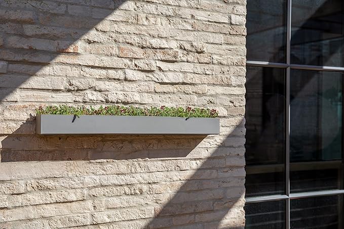 Veradek Forma Series Trough Hanging Planter - Rectangular Planter for Window Sill/Wall Decor | Made from Plastic-Stone Material | Modern Décor for Succulents, Indoor Small Plants