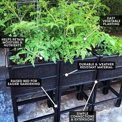 Elevated Raised Garden Bed with Legs 14" Depth Planter Box | Non-Toxic Sun Protected Material | 36" L X 24" W X 27" H for Easy Planting | Vegetable & Herb Backyard Patio