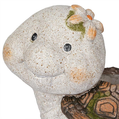 Alpine Corporation WQA1592 Blushing Tortoise Statue Planter w/Drainage Hole, Décor for Garden, Patio, & Lawn, 13" H, Gray