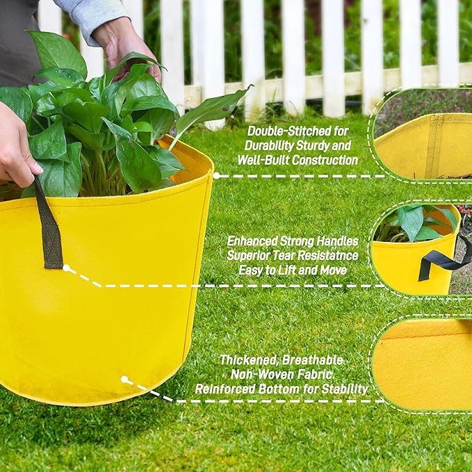 7-Gallon Fabric Grow Bags (7 Pack of Mix Colors) with Handles for Potato Tomato Flower and Vegetables