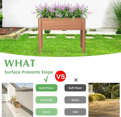 Raised Garden Bed with Legs, 40x20x31'', Solid Wood Elevated Planter Box for Outdoor Backyard Patio