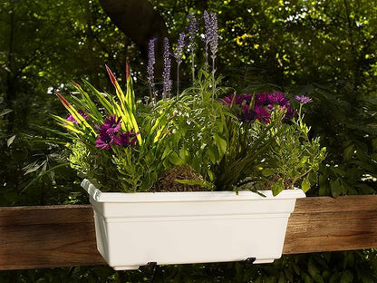 Root & Vessel 16192, White, Countryside Flower Box Planter, 18-Inch
